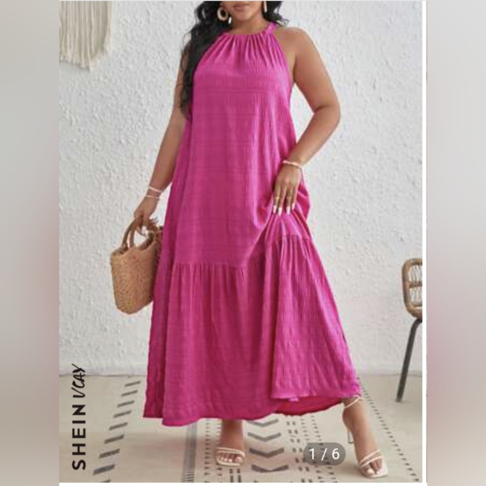 🩷 New in package Shein halter ruffle maxi dress Size XS